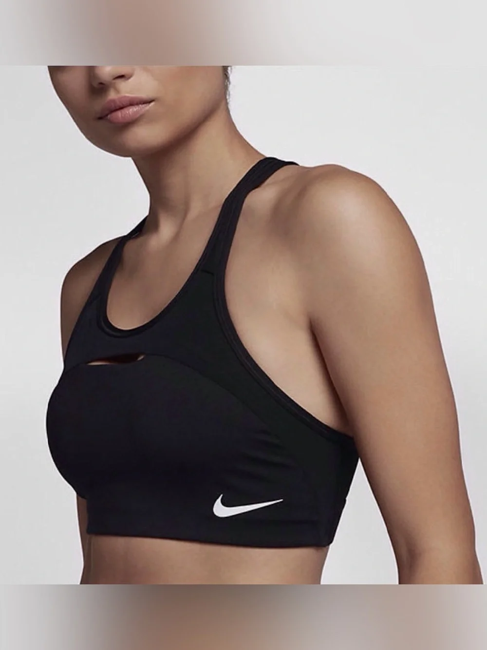 Nike Classic Swoosh Modern Women's Medium Support Sports Bra Black DRI-FIT SzM
